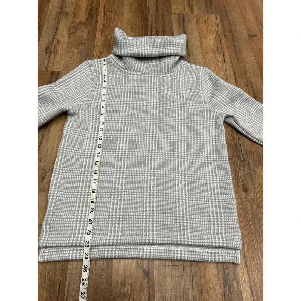 J.Crew Mock Neck Gray Plaid Pullover Sweater Top Women’s‎ Size S